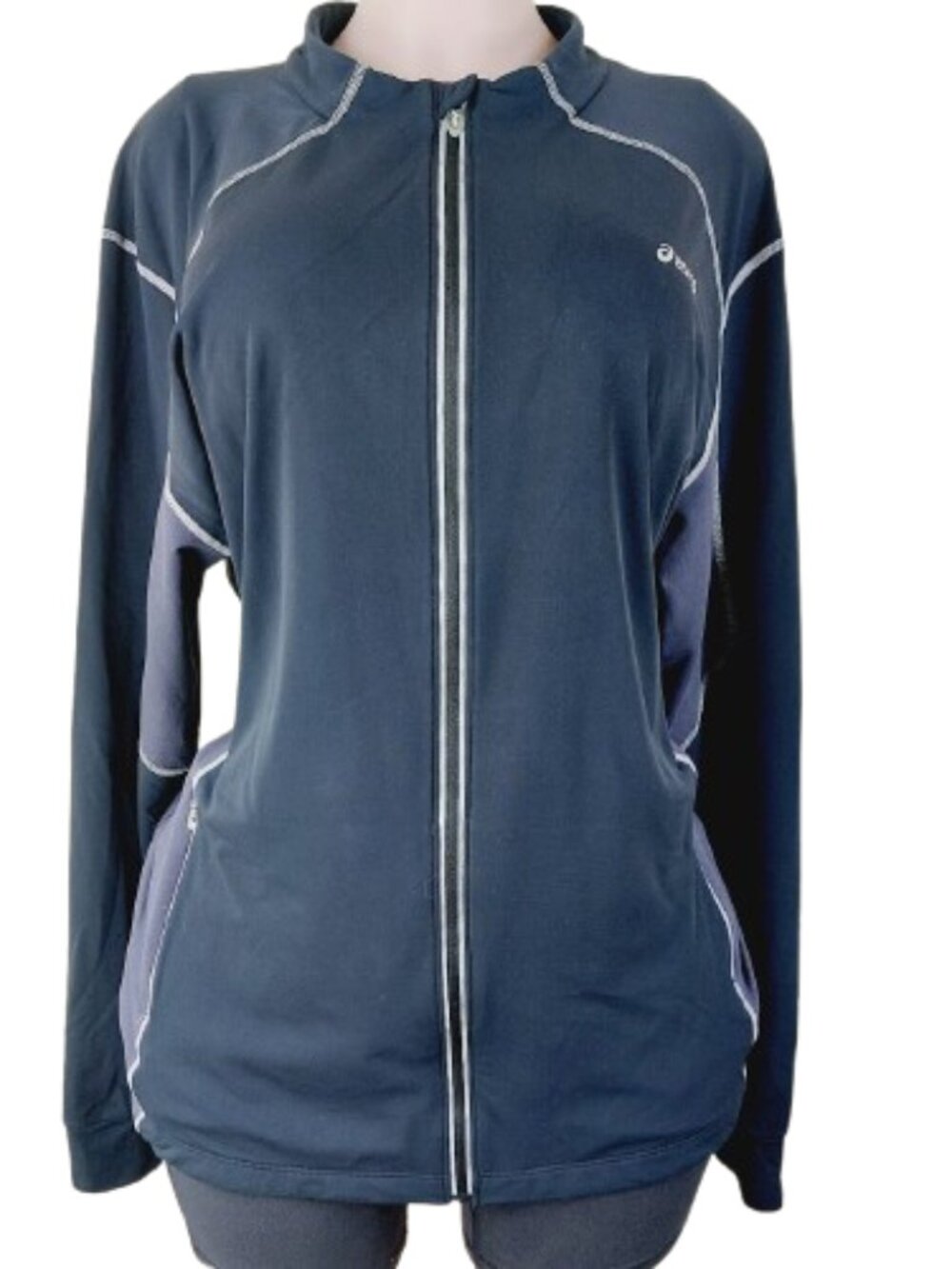 Asics Women's Navy Blue Long Sleeve Full-Zip Athletic Track Jacket Size XL